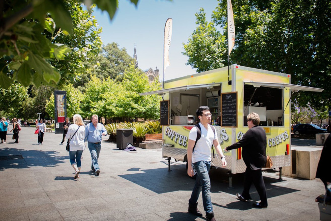 A crepe and coffee cart trading on North Terrace. Photo: Nat Rogers / InDaily