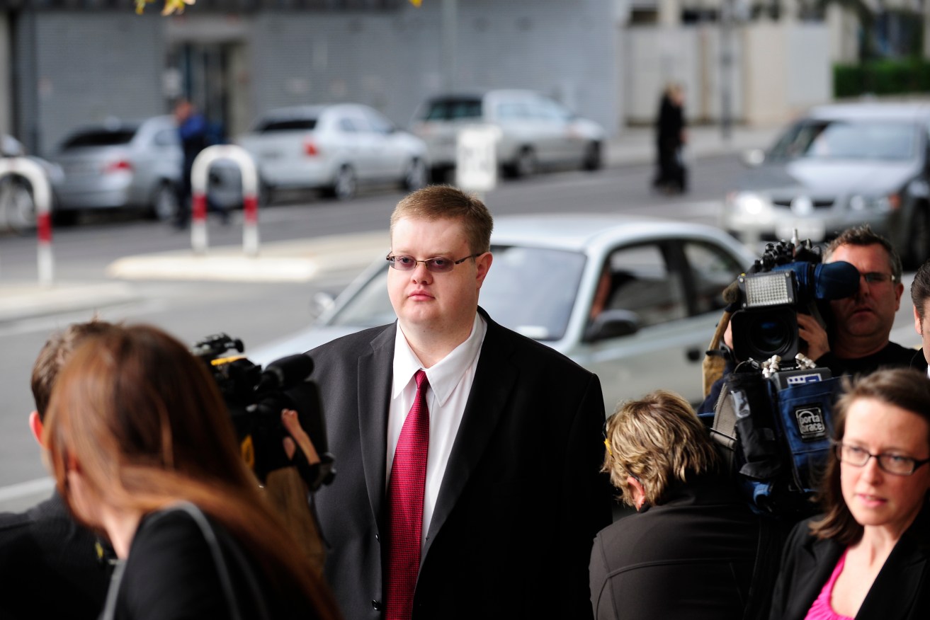 Finnigan arriving for an earlier hearing at the Adelaide Magistrates Court.
