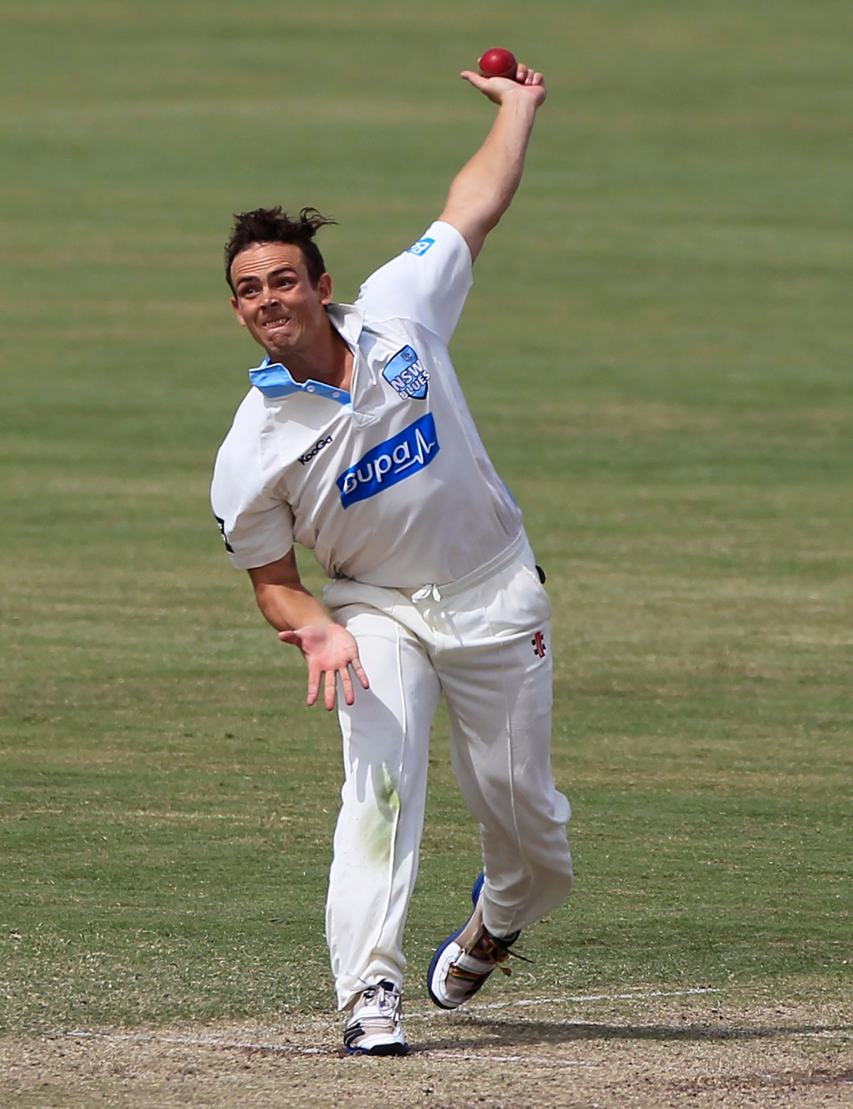 Steve O'Keefe bowling for NSW. AAP image