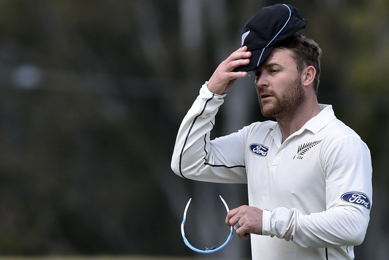 New Zealand captain Brendon McCullum adjusts his cap during the weekend's warm-up match against  Australia XI.