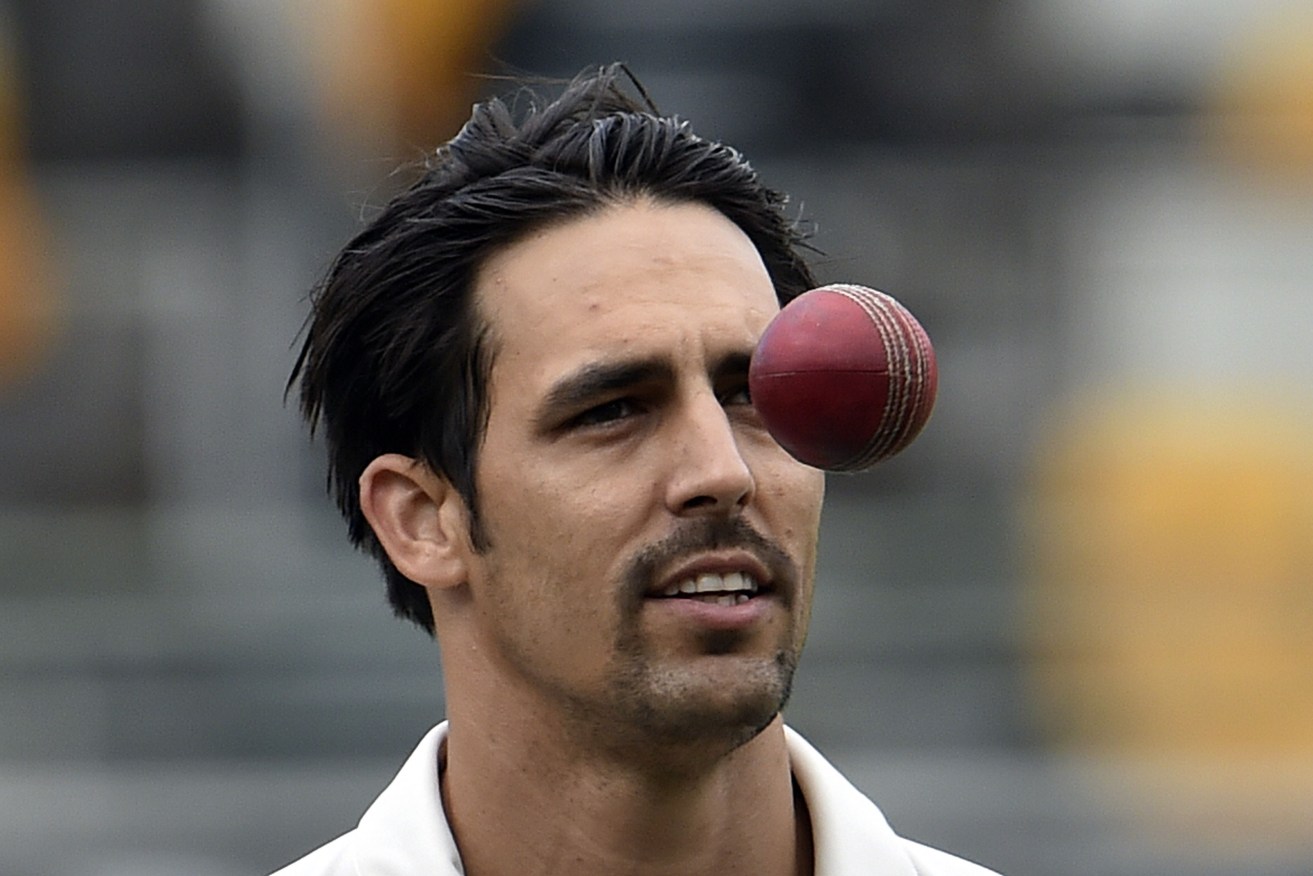 EYE ON THE BALL: Paceman Mitchell Johnson during the fifth and final day of the first Trans-Tasman Test.