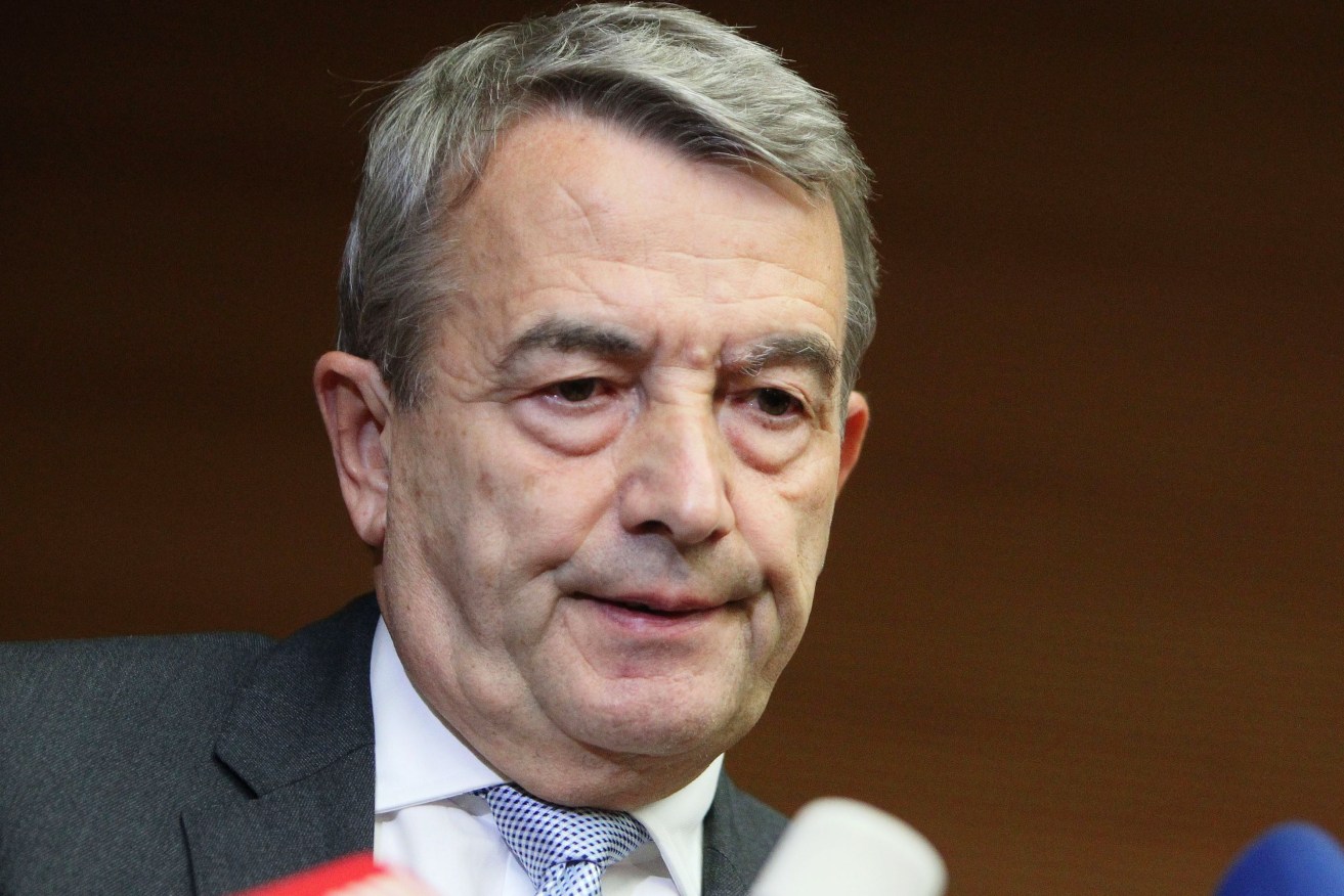 Wolfgang Niersbach, President of the German Football Federation (DFB), announces his resignation.