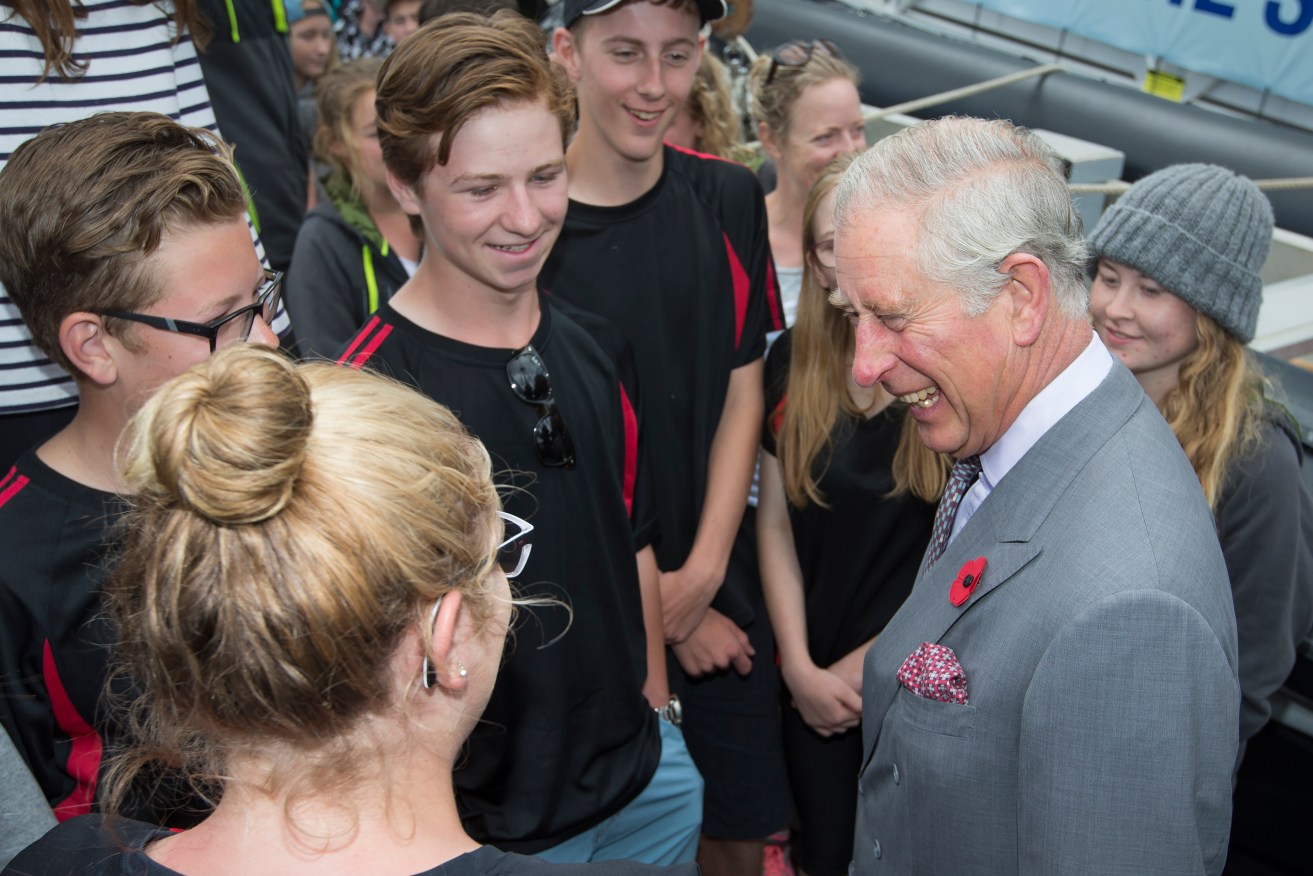 The Prince of Wales visits the Spirit of New Zealand before flying out to Australia today.