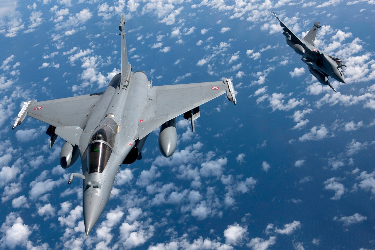 French Rafale fighter jets in flight. The French Air Force on 15 November launched a massive campaign of airstrikes against the Islamic State in its stronghold of al-Raqqa in Syria. Image supplied