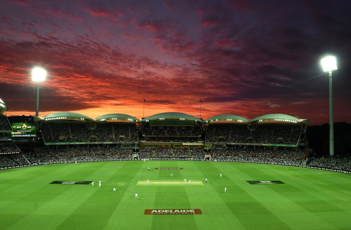 Adelaide turned on spectacular sunsets during the first day-night Test match. AAP Image/Dave Hunt