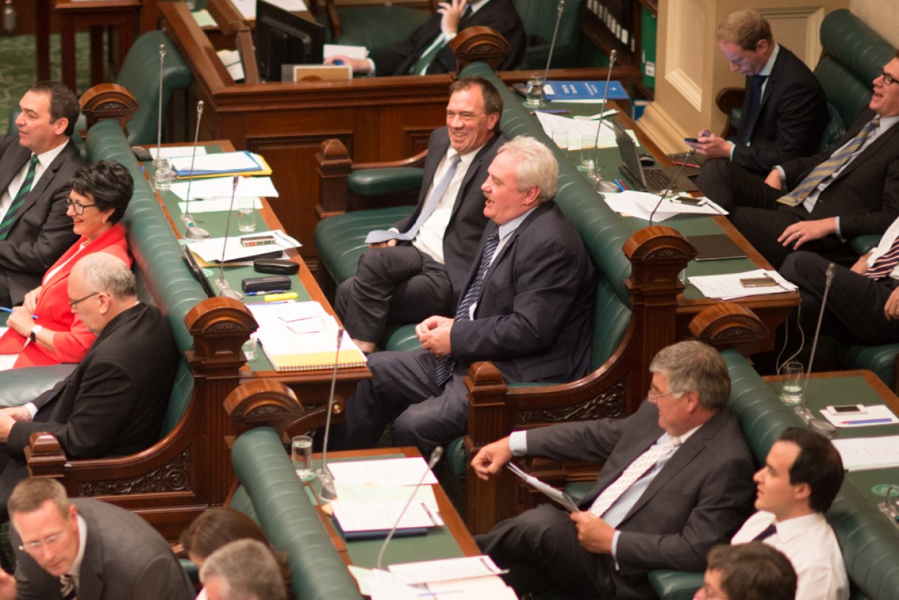 'No entrenched bias': Liberal MPs (including Stephan Knoll, far right) in State Parliament. 