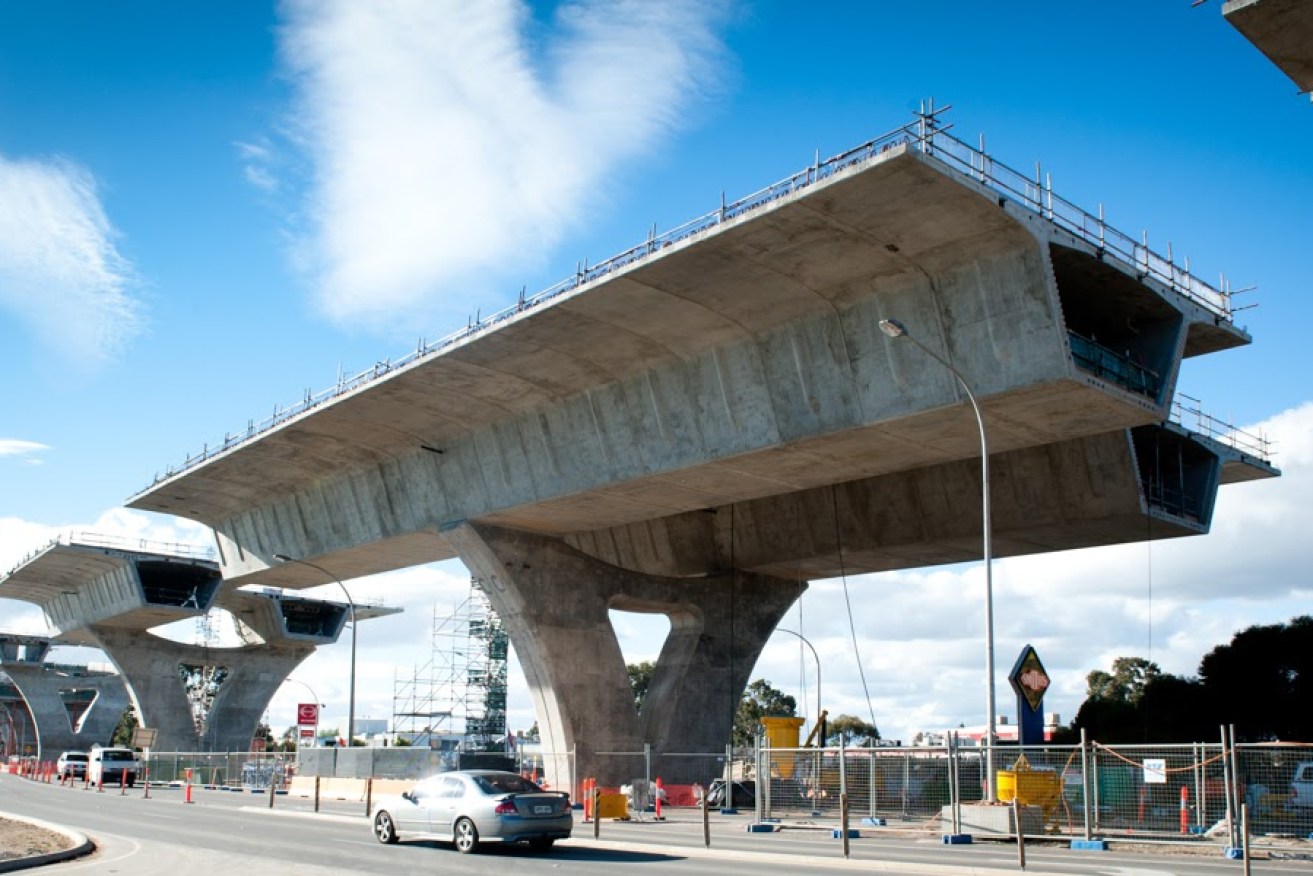 The Superway under construction. Photo: Nat Rogers/InDaily.