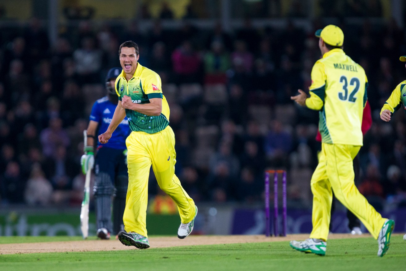 Nathan Coulter-Nile celebrates a wicket during a one day match against England in September. Photo: Chris Ison/PA Wire 