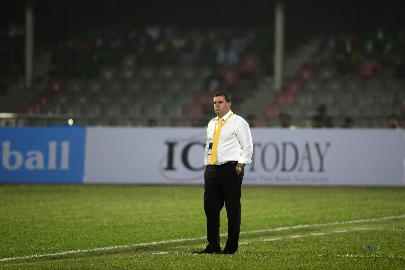 Australia's coach Ange Postecoglou looks on during this month's World Cup qualifier against Bangladesh.