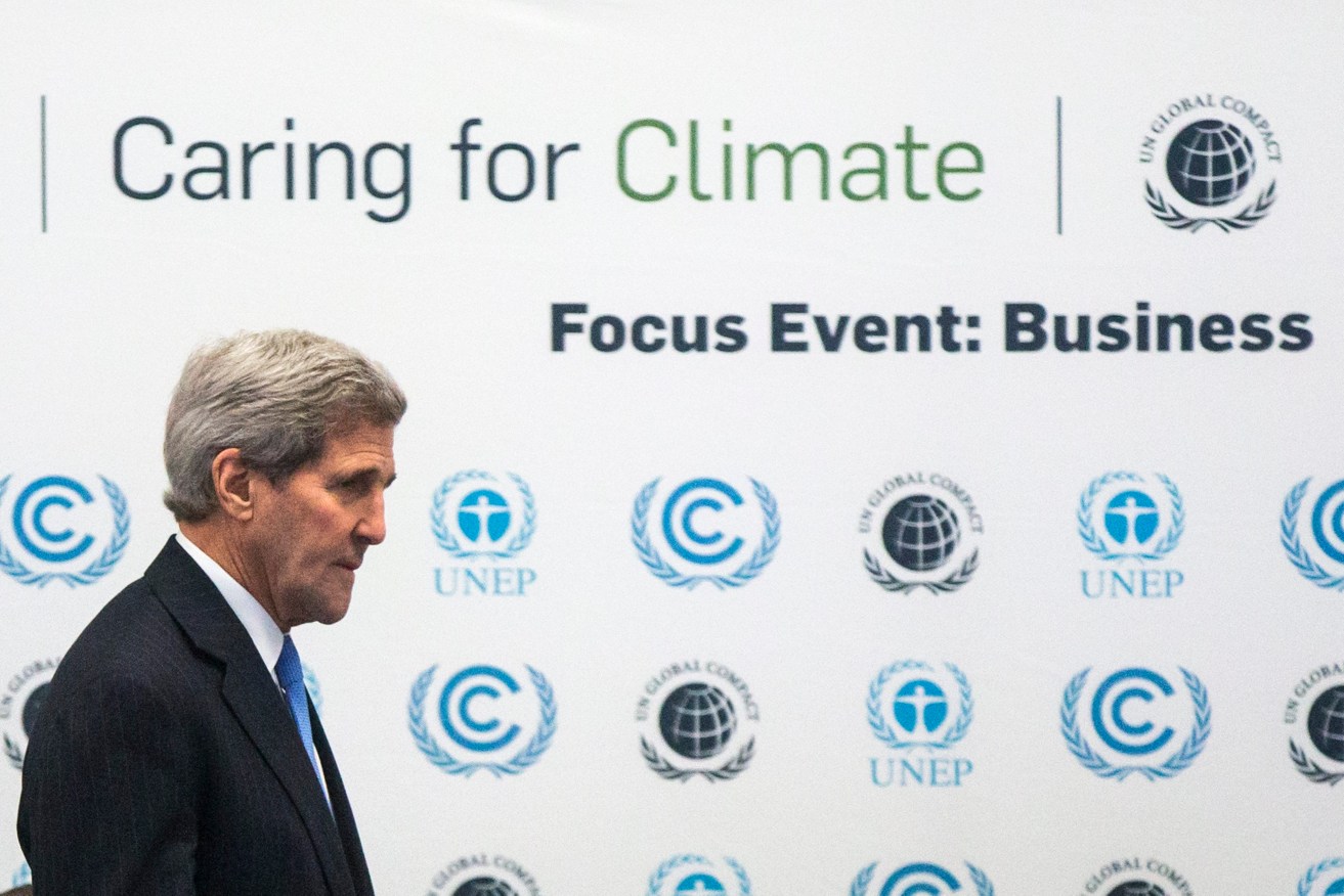 Secretary of State John Kerry at the Paris climate conference this week. EPA/ETIENNE LAURENT