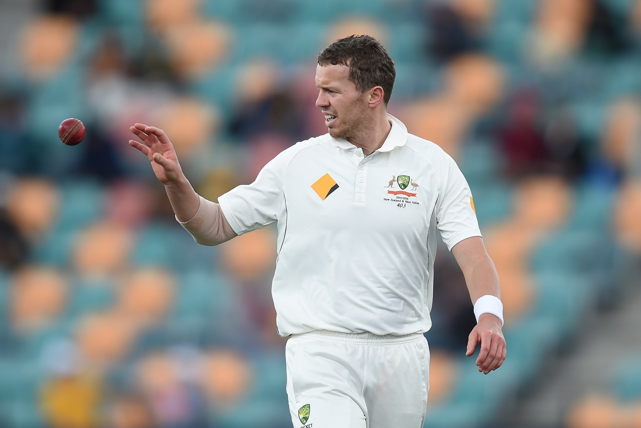 Peter Siddle in action against the West Indies. Photo: Dave Hunt/AAP