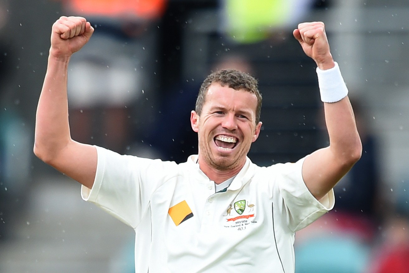 Australian bowler Peter Siddle reacts after dismissing West Indies batsman Jason Holder at Bellerive Oval. Photo: Dave Hunt/AAP.