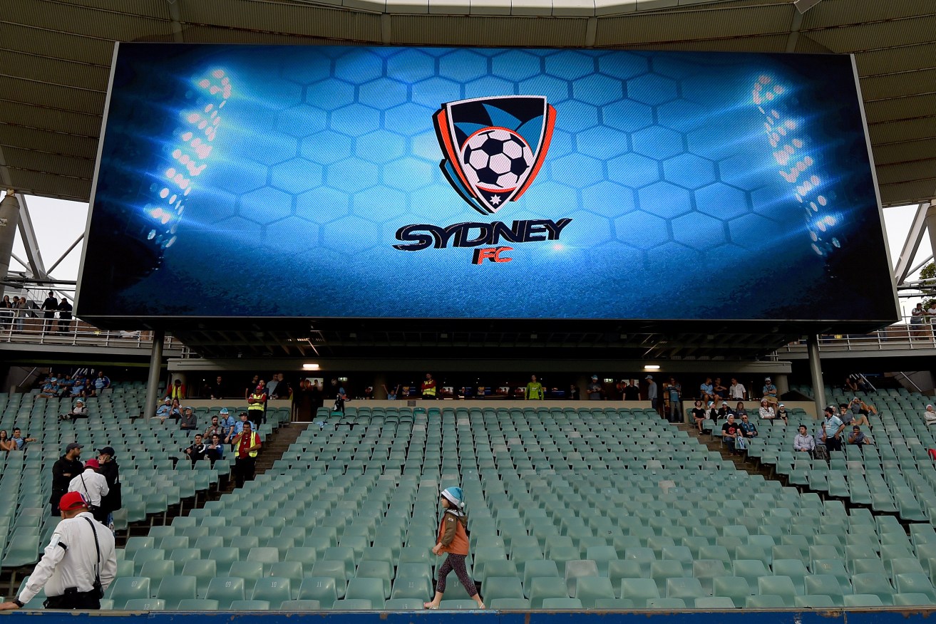 The near empty seating bays usually filled by the Sydney FC supporter base known as The Cove during the round nine match between Sydney and the Newcastle Jets. AAP Image/Dean Lewins
