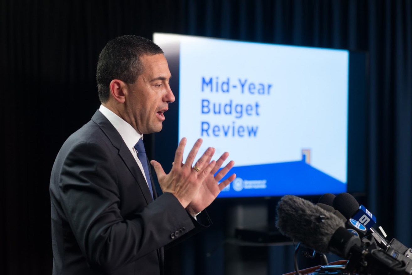 "A number in the budget doesn't make it so": Koutsantonis hands down his MYBR yesterday. Photo: Nat Rogers, InDaily.