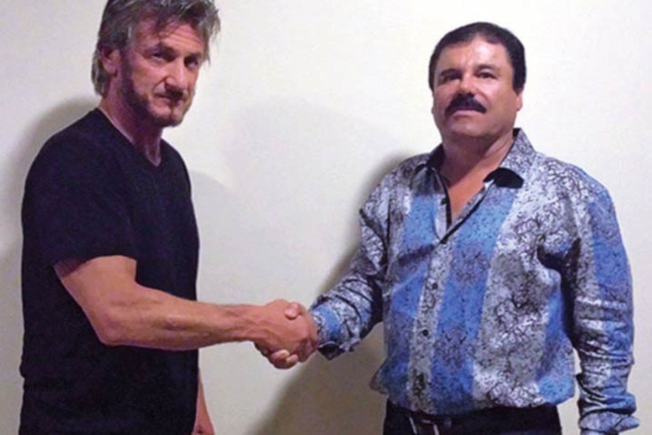 Hollywood actor meets drug kingpin "El Chapo". Photo: Rolling Stone magazine.