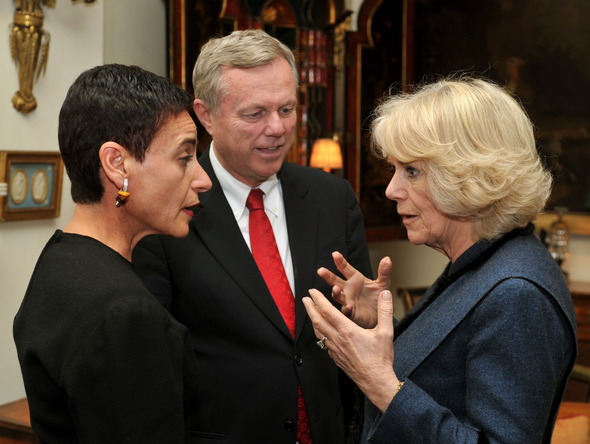 Mike Rann (centre) and Sasha Carruozzo (left) talking to the Duchess of Cornwall during his time as High Commissioner to the UK. Photo: John Stillwell/PA Wire