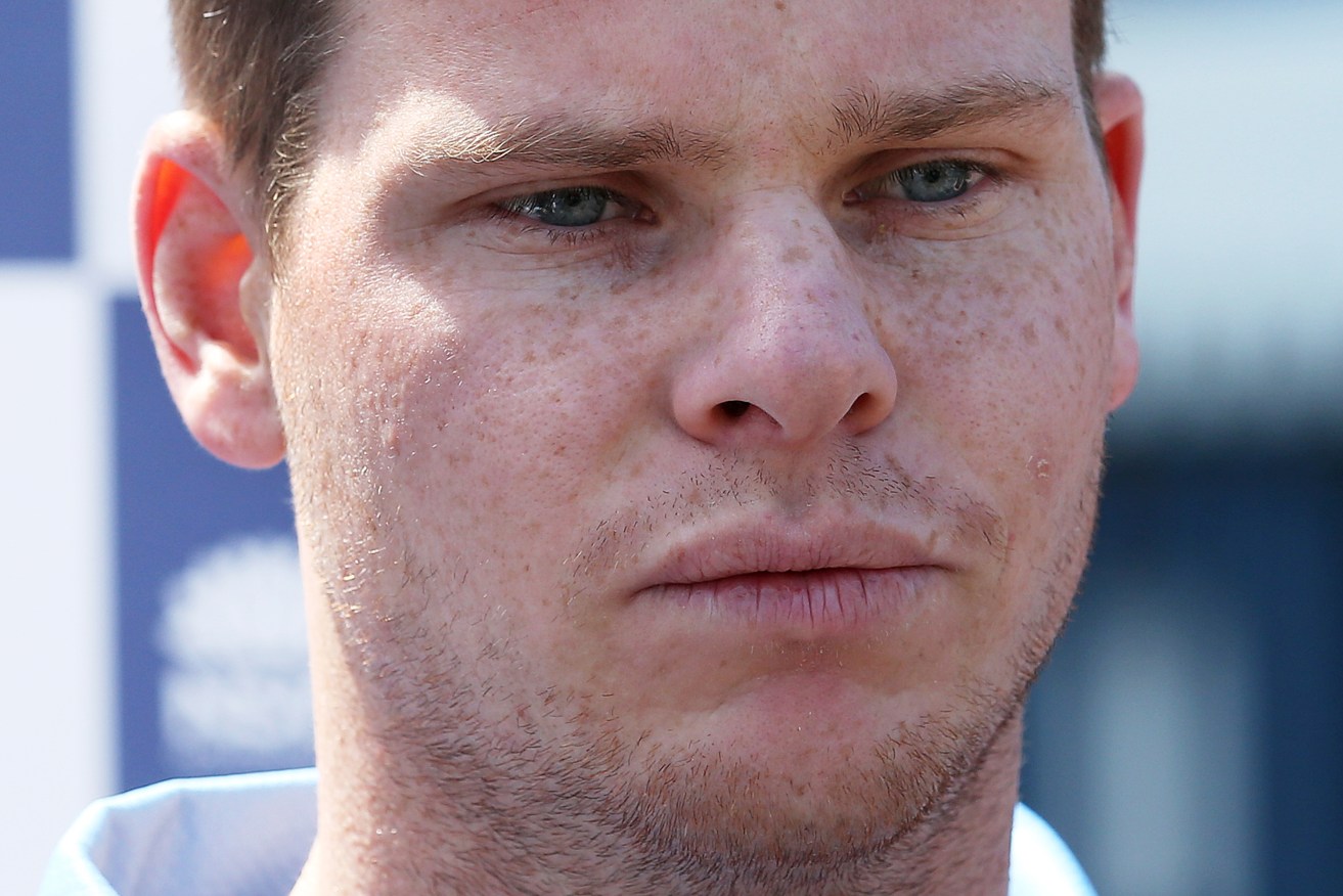 Australian captain Steve Smith speaking to media in October about the national team postponing its two-Test tour of Bangladesh. Photo: David Moir, AAP