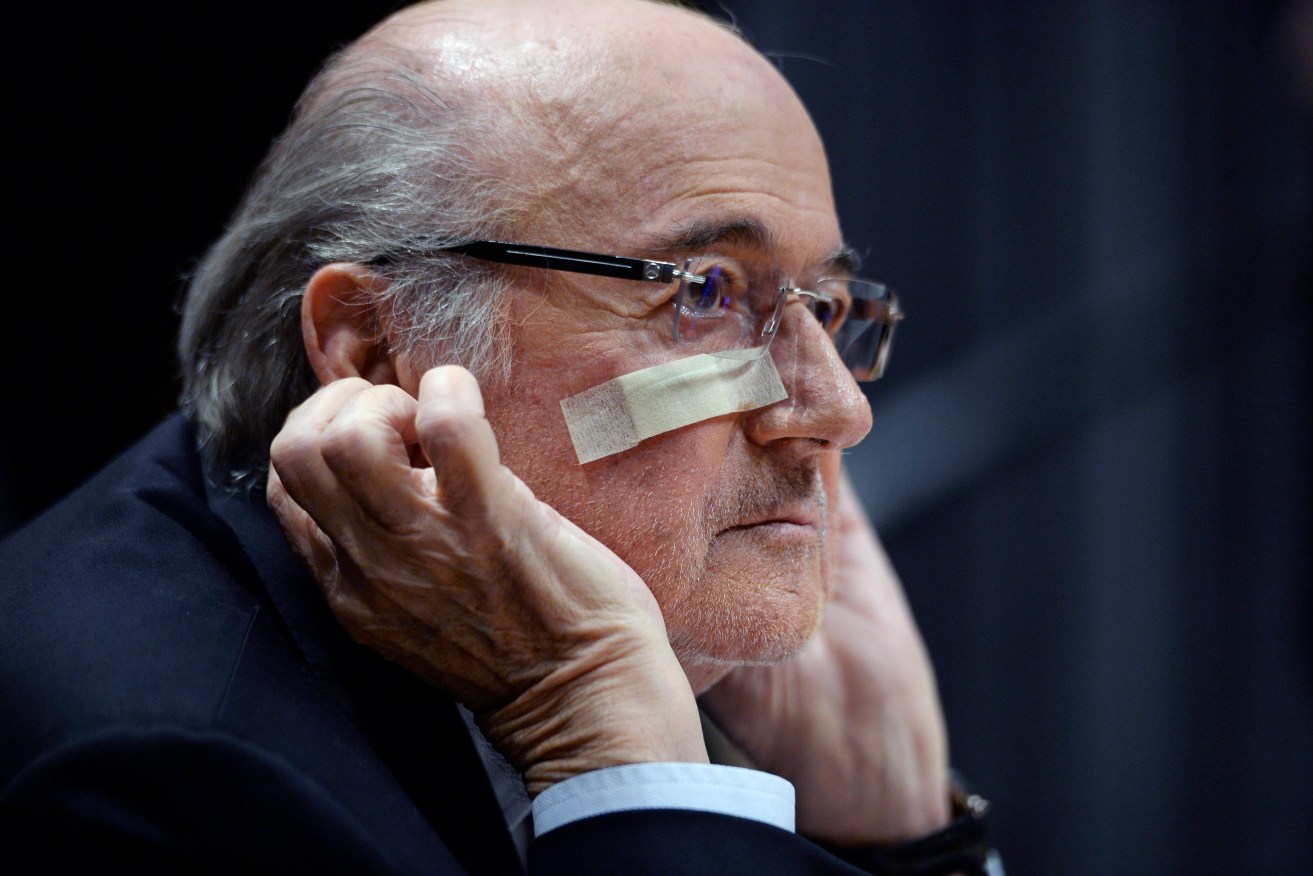 Blatter addresses media after his ban last month. Photo: WALTER BIERI, EPA.