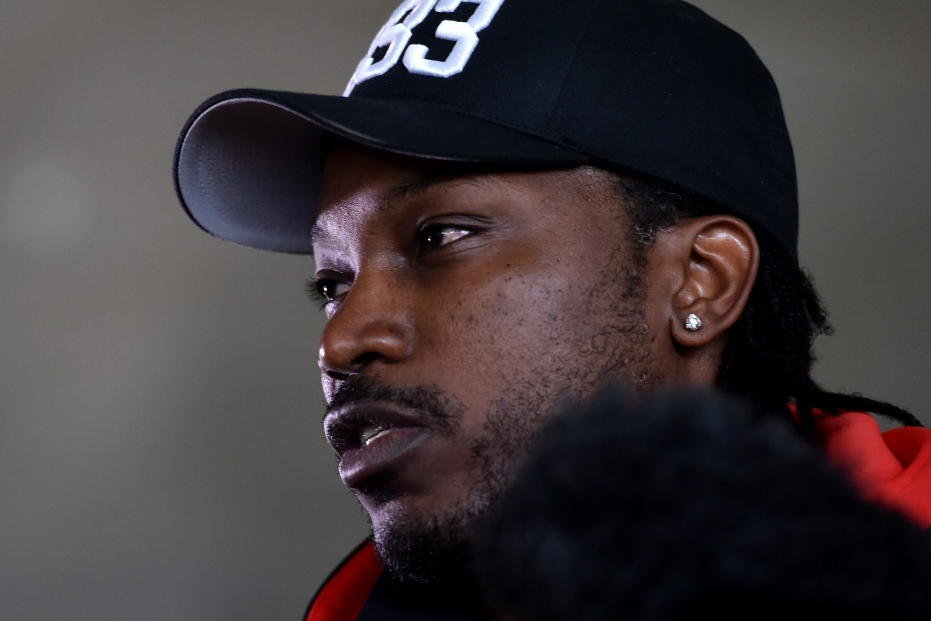 Chris Gayle faces the media in Melbourne last month. Photo: Tracey Nearmy, AAP.