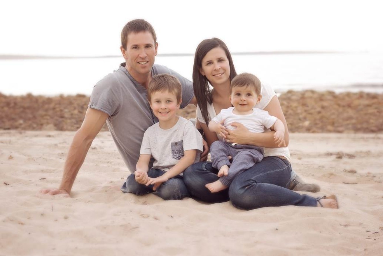 An image of Damien Little, with wife Melissa and their sons Koda and Hunter. The photograph was released by the family through police yesterday.