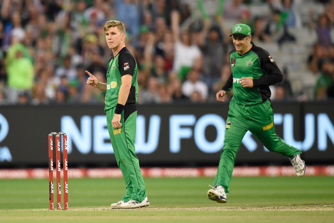 Stars player Adam Zampa celebrates a wicket in understated style during the BBL. AAP Image/Mal Fairclough