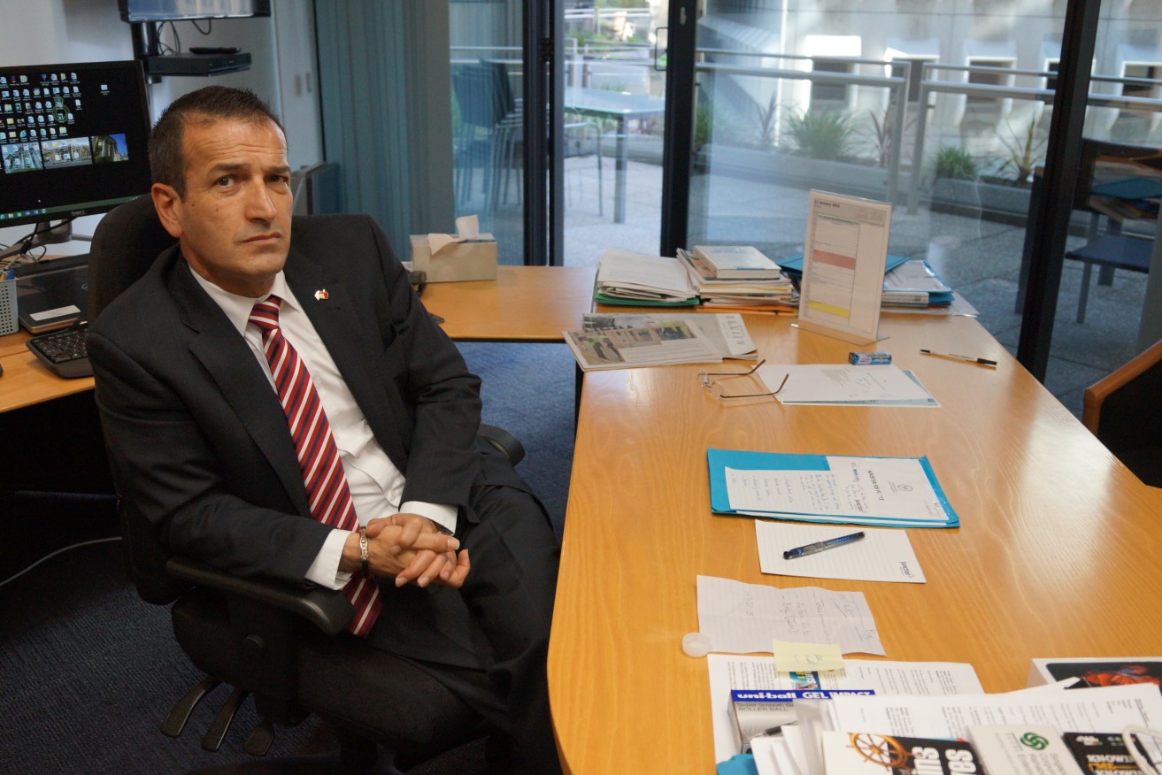 Tony Piccolo in his ministerial office yesterday. Photo: Tom Richardson, InDaily.