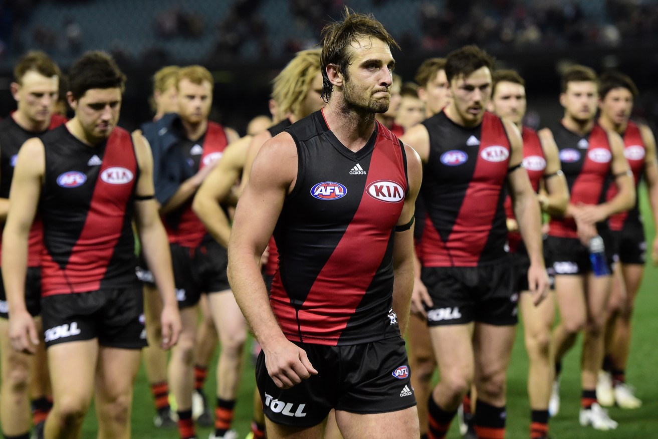 Suspended captain Jobe Watson will join 33 current and former teammates in appealing their doping ban in Swiss court. Photo: Julian Smith, AAP.