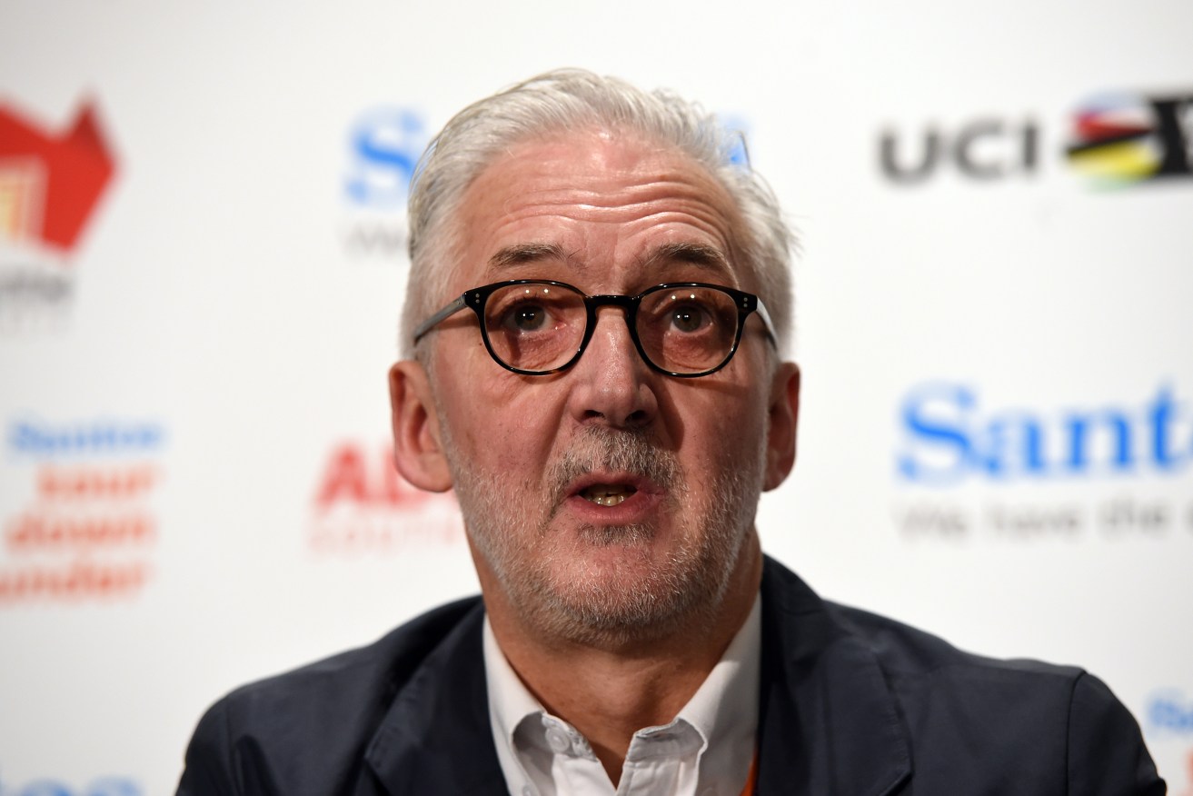 UCI President Brian Cookson speaking at the Tour Down Under in Adelaide last month. Photo: Dan Peled, AAP.