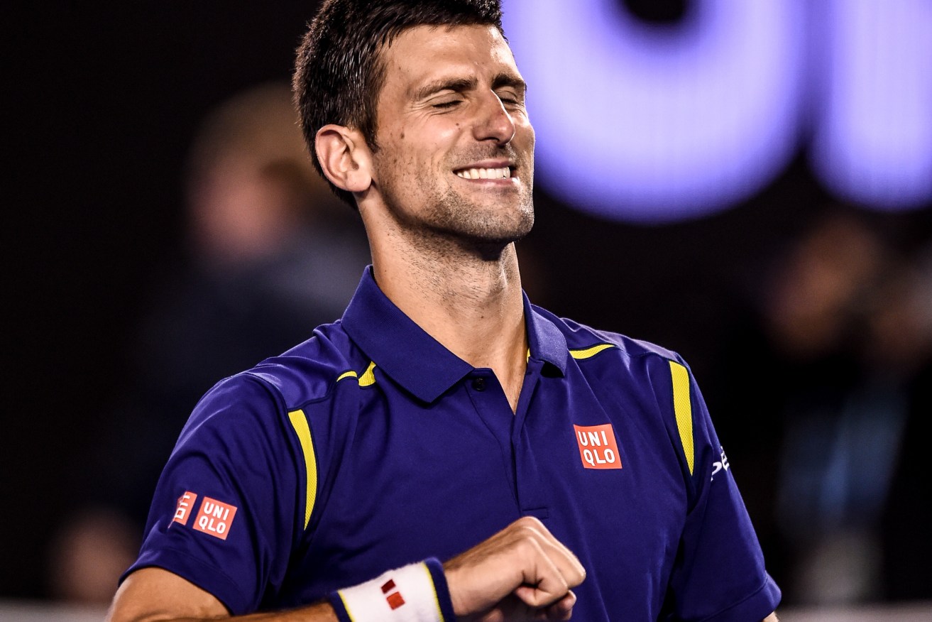 Novak Djokovic celebrates his win against Andy Murray. Photo: Filip Singer, AAP.