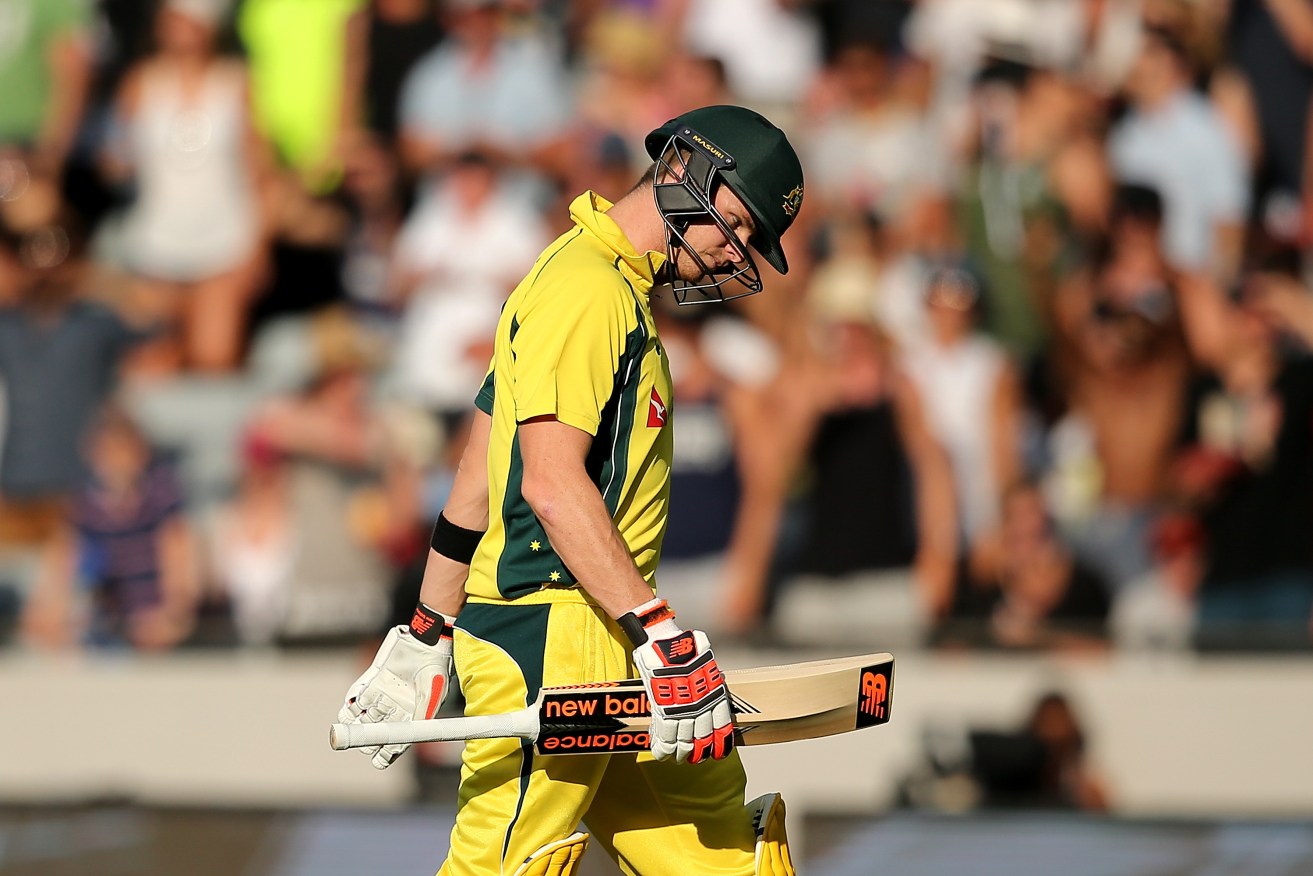 Steve Smith leaves the field after being dismissed in the first ODI against New Zealand. Photo: Martin Hunter, AAP/SNPA.