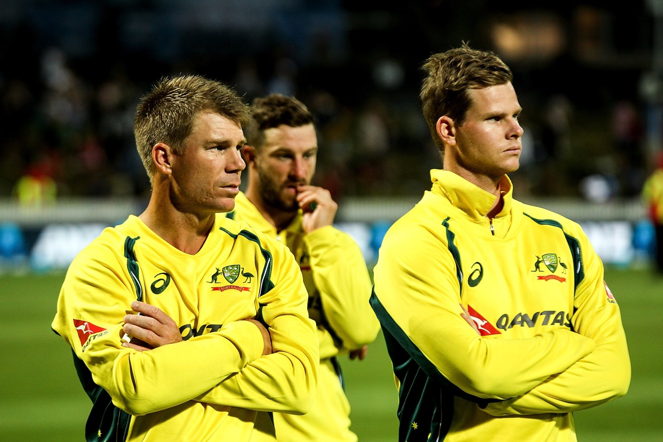 David Warner, Matthew Wade and Steve Smith watch on after the ODI series loss. Photo: Martin Hunter, AAP/SNPA