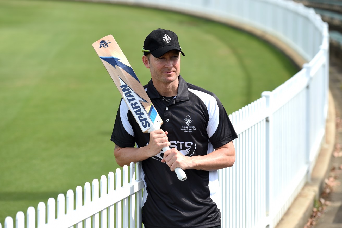 Former Australian captain Michael Clarke before a training session with NSW grade cricket club Western Suburbs. Photo: Paul Miller, AAP.