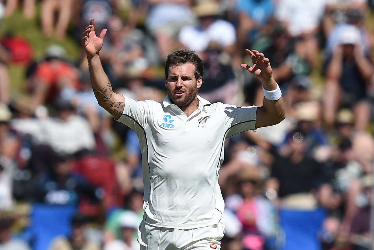 Doug Bracewell during a bowling spell on day one of the first Test. Photo: Dave Hunt, AAP.
