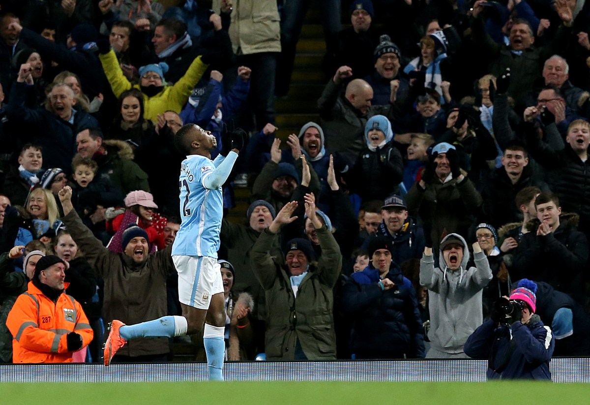 Manchester City's Kelechi Iheanacho celebrates scoring his side's first goal of the game during the Barclays Premier League match at the Etihad Stadium, Manchester.. Picture date: Sunday February 14, 2016. See PA story SOCCER Man City. Photo credit should read: Martin Rickett/PA Wire. RESTRICTIONS: EDITORIAL USE ONLY No use with unauthorised audio, video, data, fixture lists, club/league logos or "live" services. Online in-match use limited to 75 images, no video emulation. No use in betting, games or single club/league/player publications.