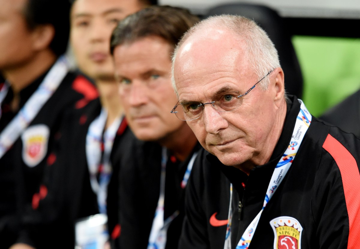 Coach Eriksson Sven Goeran of Shanghai SIPG during the AFC Champions League group G match between Australia's Melbourne Victory and China's Shanghai SIPG at AAMI Park in Melbourne, Wednesday, Feb. 24, 2016. (AAP Image/Tracey Nearmy) NO ARCHIVING, EDITORIAL USE ONLY