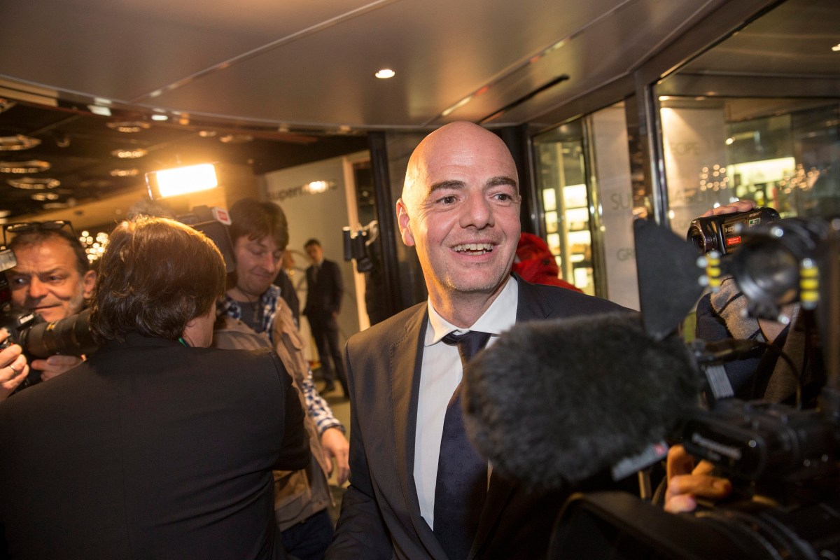 epa05180522 Gianni Infantino, candidate for FIFA president, departs after his speech during the Extraordinary UEFA Congress at the Swissotel in Zurich, Switzerland, 25 February 2016. Five candidates will run for football world governing body FIFA's presidency at an extraordinary FIFA Congress in Zurich on 26 February 2016.  EPA/PATRICK B. KRAEMER