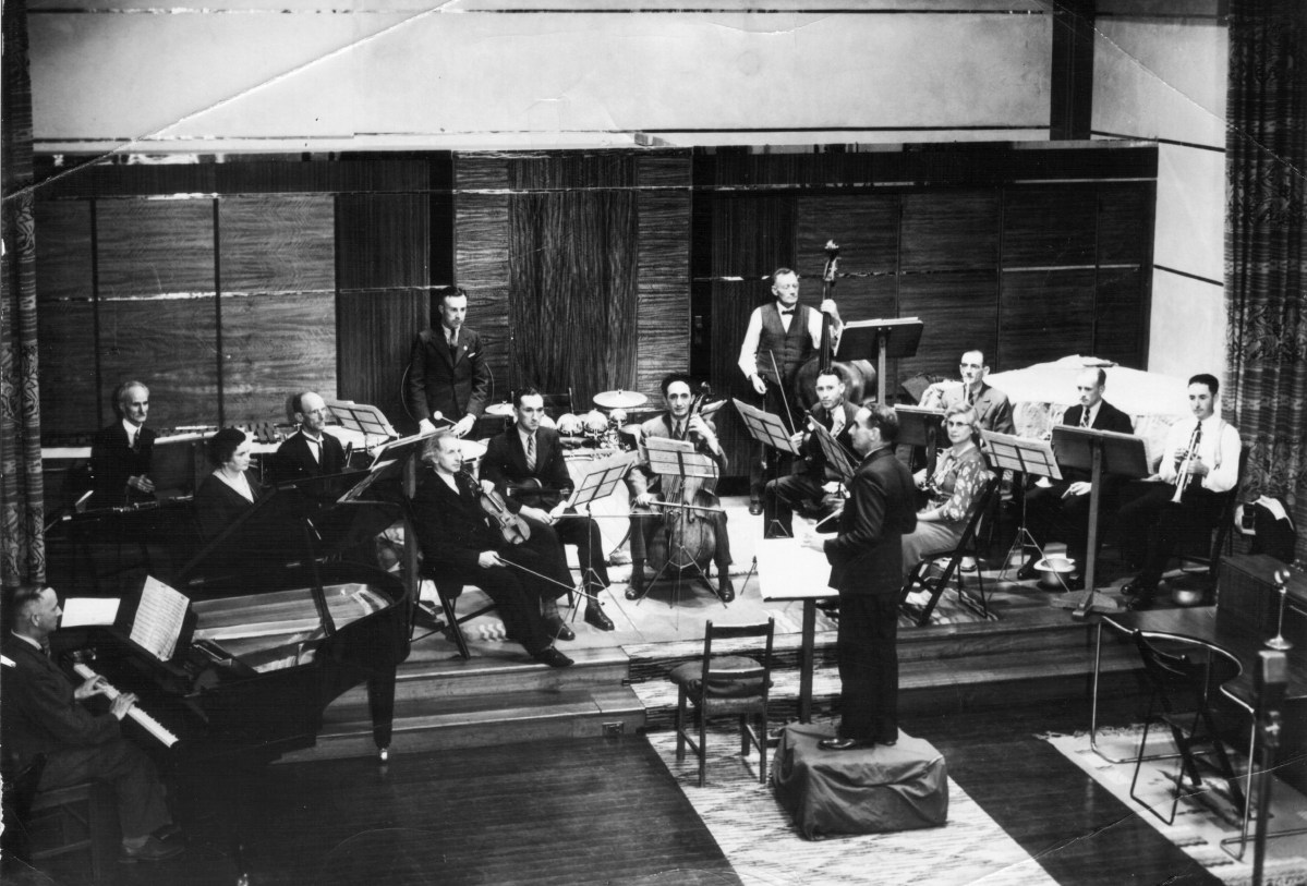 The ASO's first rehearsal at the ABC's Hindmarsh studios in 1936.