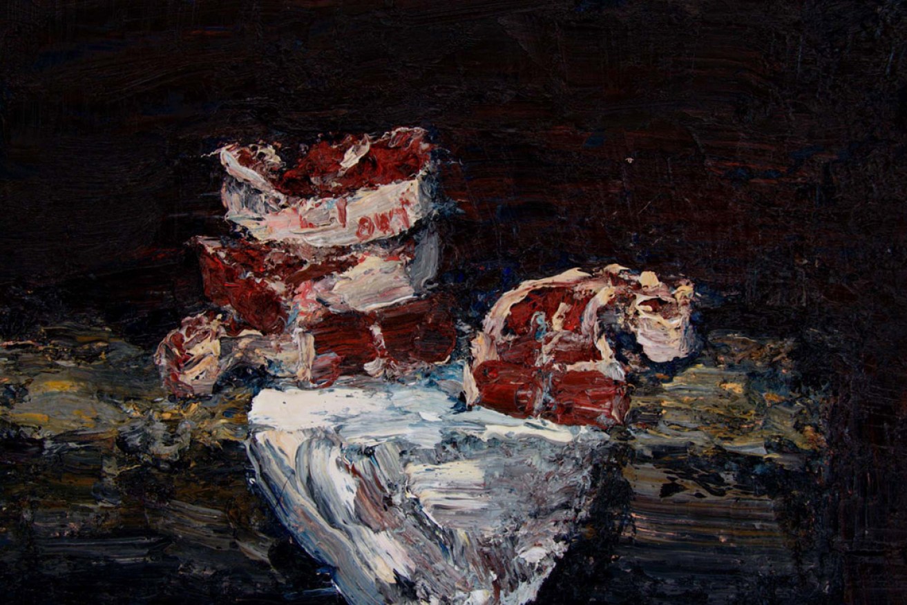 2006 Fleurieu Art Prize food and wine winner 'Stack of Lamb' (detail), 2006, oil on board, 61 x 74 cm, by Paul Ryan.