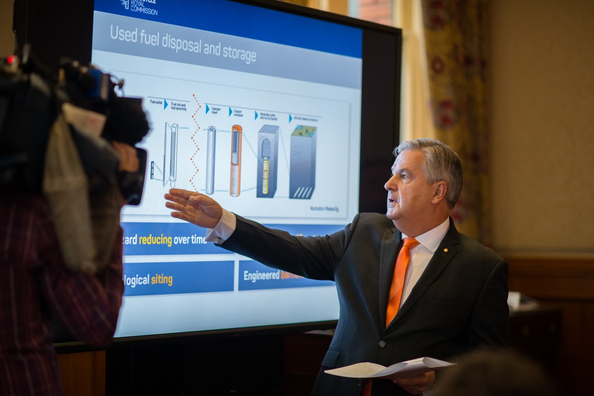 Royal Commissioner Kevin Scarce explaining his findings. Photo: Nat Rogers/InDaily