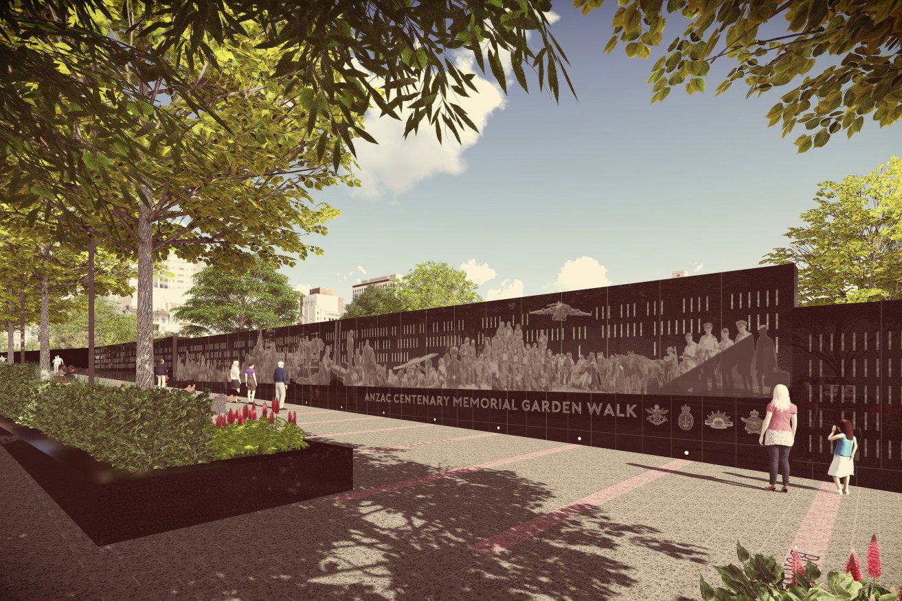 An impression of the design of the Anzac Centennial Memorial Walk on Kintore Avenue. Supplied image
