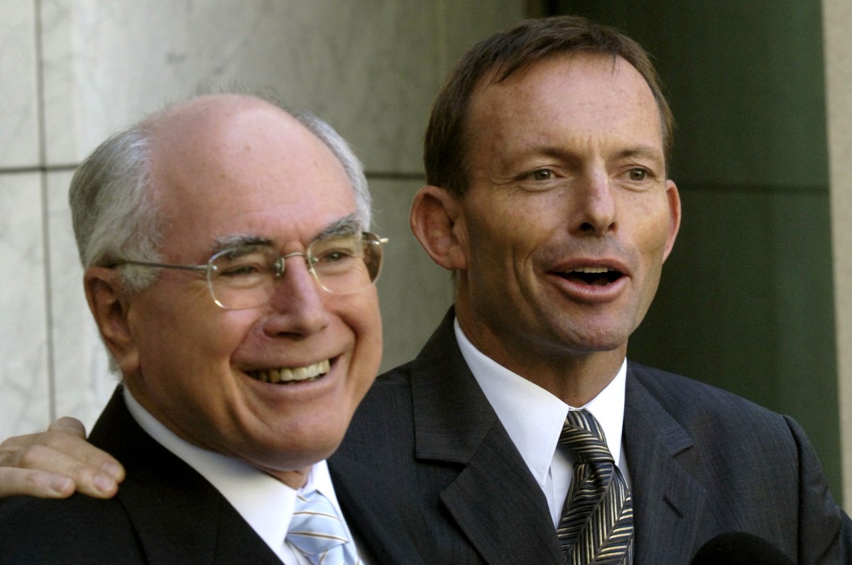 John Howard (left) with Tony Abbott in 2006. Photo: AAP/Alan Porritt