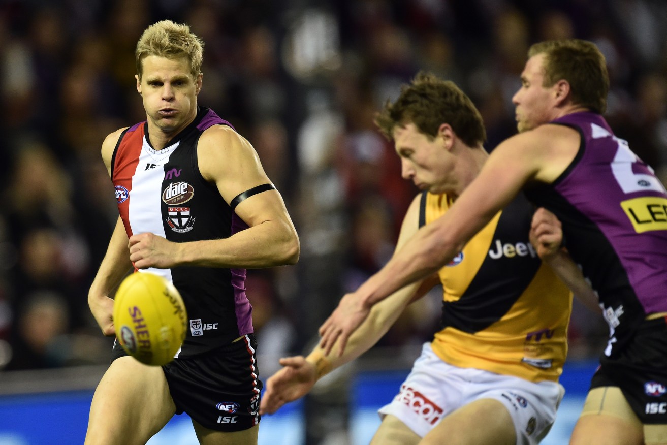 Nick Riewoldt has always been mobile for a key forward. Photo: Julian Smith, AAP.