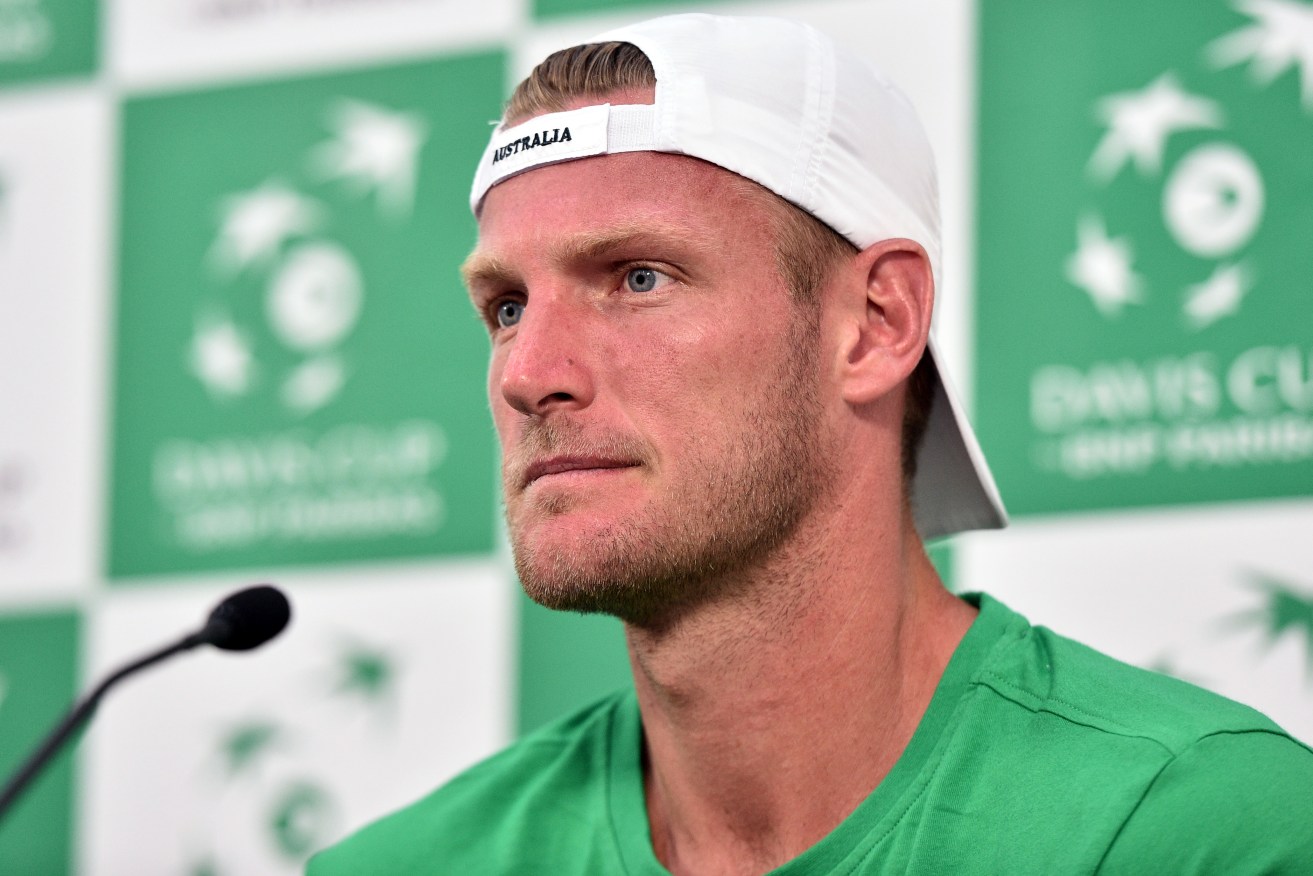 Australian Davis Cup player Sam Groth at a media conference yesterday. Photo: Julian Smith, AAP.