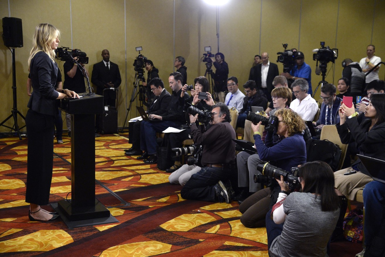 Sharapova fronting the media this week. Photo: Mike Nelson, EPA. 