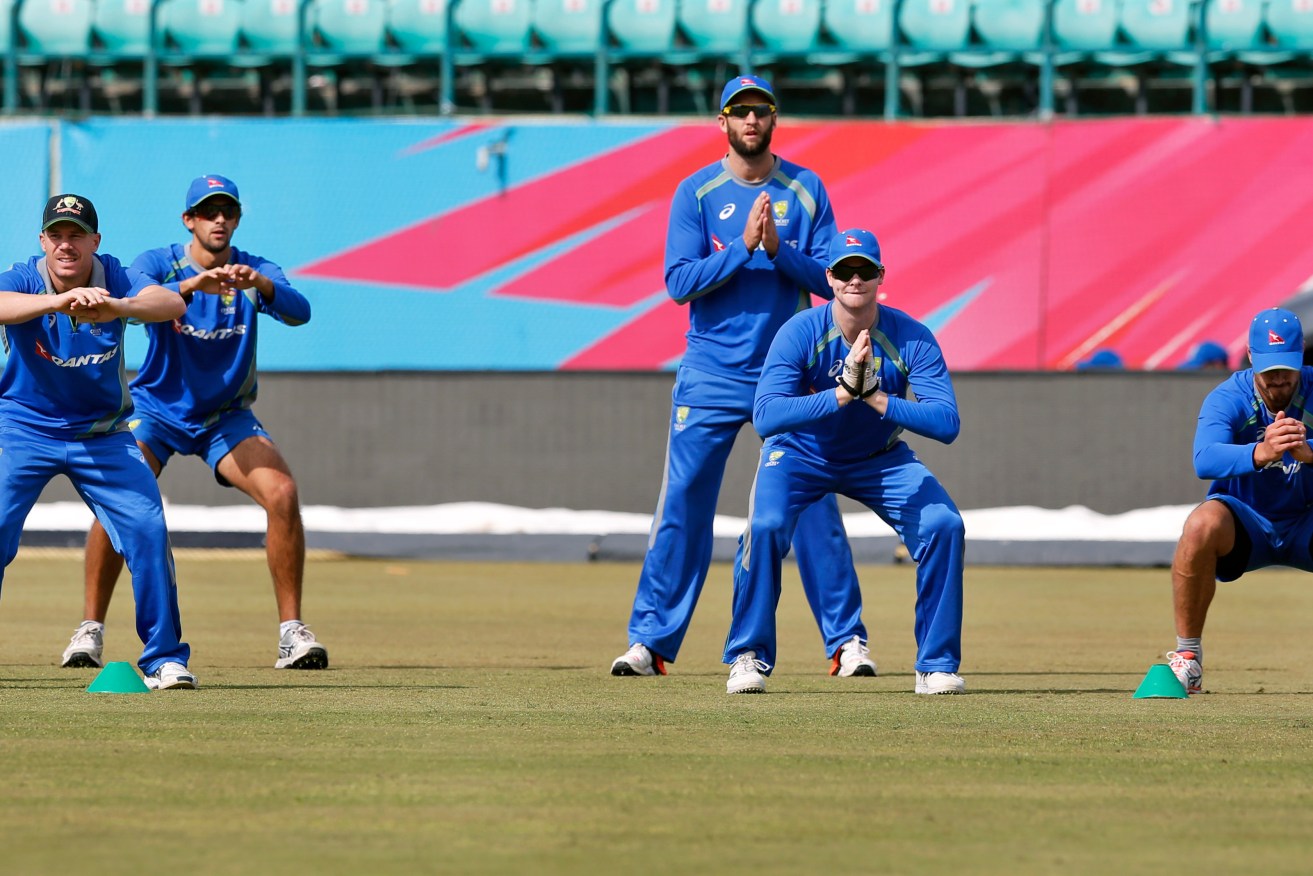 ON A WING AND A PRAYER: The Australian team prepares for its match against in-form New Zealand. Photo: Ashwini Bhatia, AP.