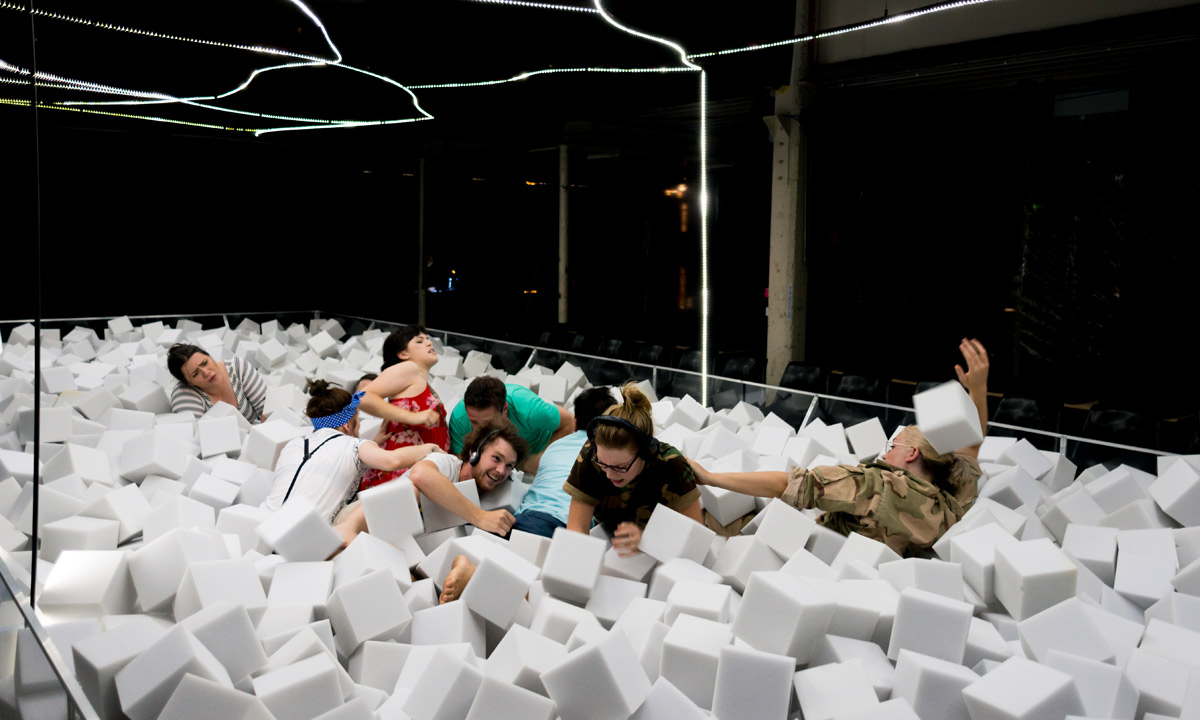 The actors are trapped in a sea of foam. Photo: Che Chorley