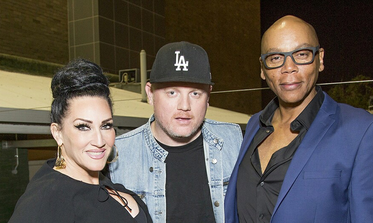 Stephen Craddock (centre) with RuPaul's Drag Race judge Michelle Visage and RuPaul during one of their In The Dark tours.