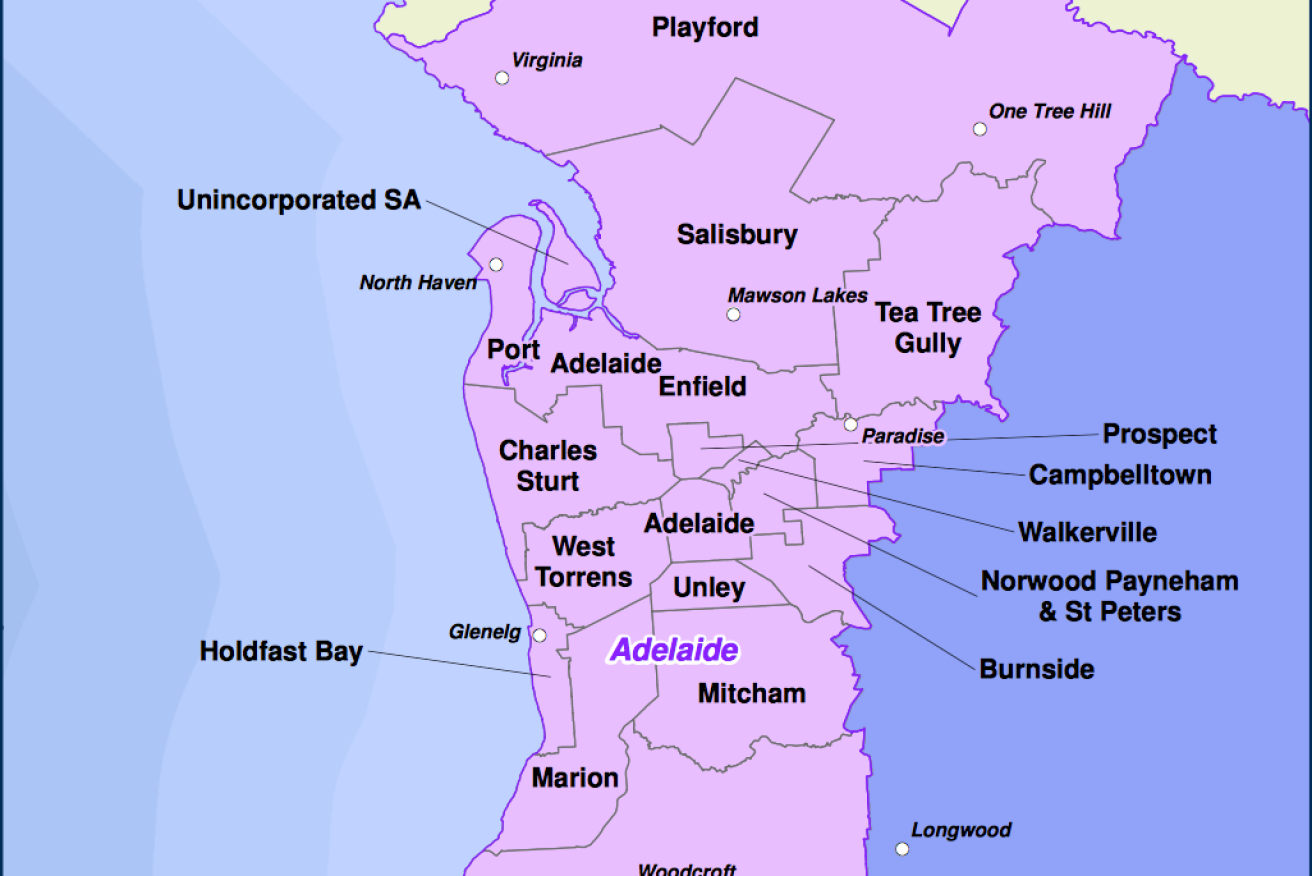 Adelaide's metropolitan councils. Map: Regional Development Australia