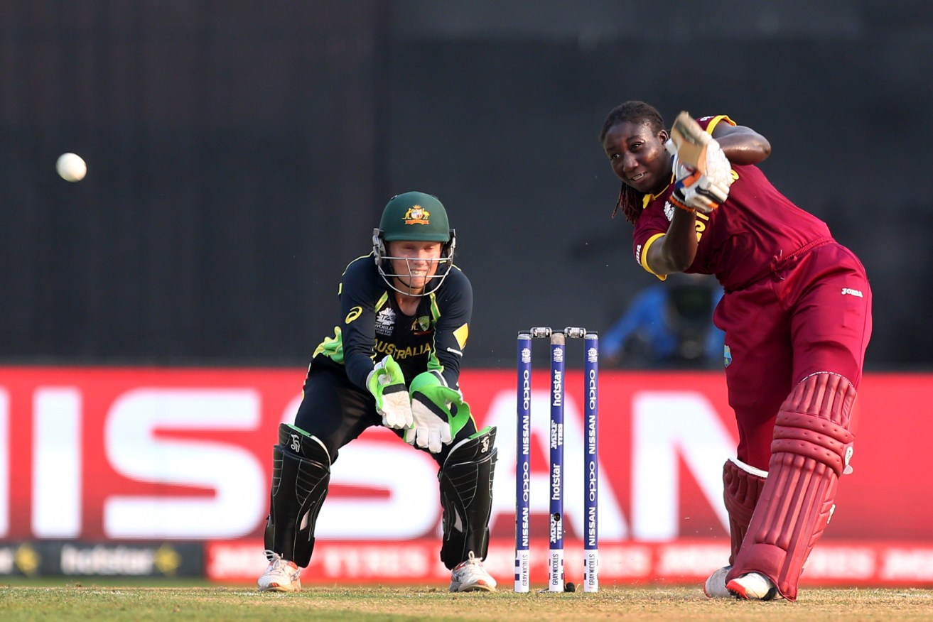 West Indies' Stafanie Taylor plays a shot against Australia during the final. Photo: Bikas Das, AAP.