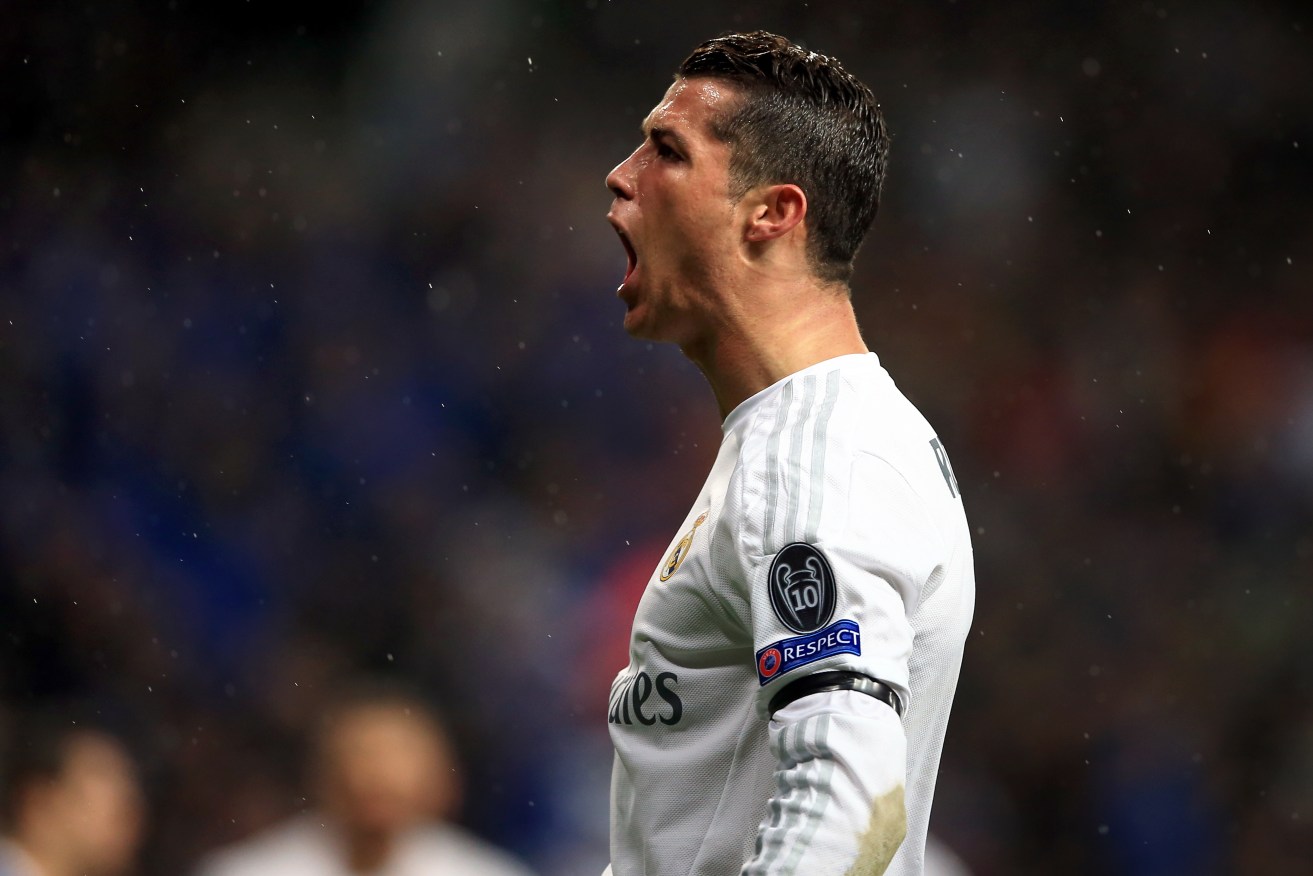 Real Madrid's Cristiano Ronaldo celebrates scoring his side's second goal.